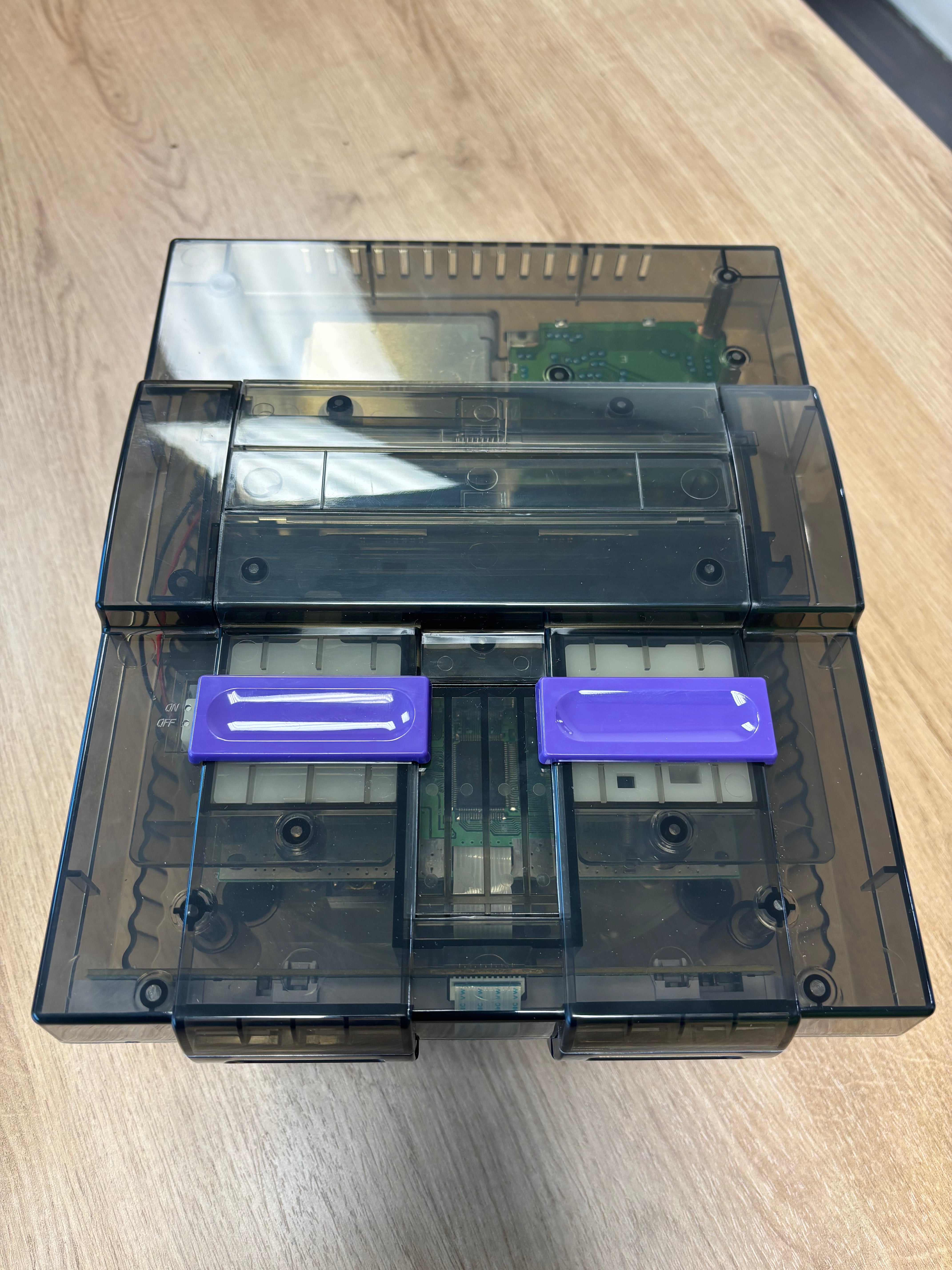 Super Nintendo with Bitfunx Clear Black Shell
